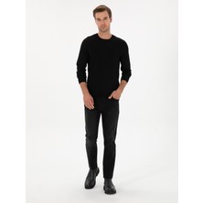 Cacharel Erkek Siyah Slim Fit Bisiklet Yaka Triko Kazak 50316331-VR046