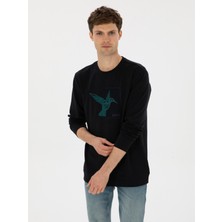 Cacharel Erkek Lacivert Regular Fit Bisiklet Yaka Sweatshirt 50311401-VR033