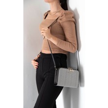 Silver & Polo Silver Polo Siyah Beyaz - Siyah Hasır Kadın Çapraz Çanta SP888