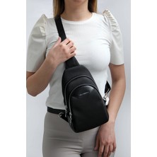 Silver Polo Siyah Iki Bölmeli Kadın Bel Çantası SP959