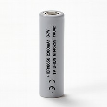 Gri Şarjlı Batarya Pil 3.7V 2000 Mah Li-Ion Uzun Ömürlü Yüksek Kapasite Şarj Edilir 1cr 18650