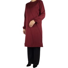 Kadın Önü Dikişli Kolları Lastikli Etek Ucu Bantlı Kristal Iki Iplik Mevsimlik Tunik