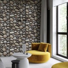 Doğal Taş Desenli Düz Sade Duvar Kağıdı 16,5 M², Silinebilir  - Roka 23113-3