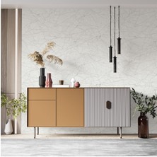 Modern Çizgisel Desenli Duvar Kağıdı 16,5 M², Silinebilir  Beyaz Gümüş Roka 23107-1