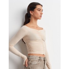 32089 Omuzları Açık Büzgülü Top-Taş