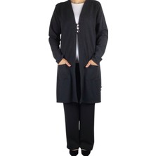 Kadın Önü Üç Düğmeli Mevsimlik Cepli Hırka