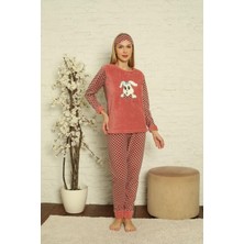 Kadın Uzun Kollu Alt Polar Üst Kışlık Pijama Takımı  02127