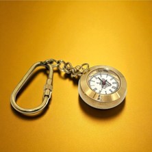 Pirinç Saat Anahtarlık Detaylı Şık Tasarım Romen Rakamlı