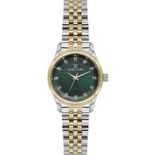 Gümüş-Gold Çelik Kordon,yeşil,su Geçirmez, Klasik Kadın Kol Saati-2