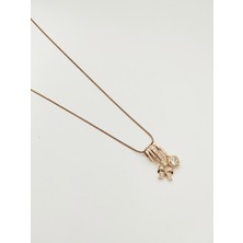 Çelik Kalpli Fiyonklu Charm Kolye Altın Renk