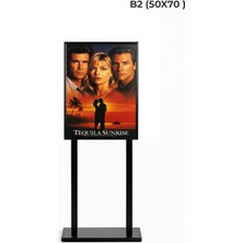 Çift Taraflı Sac Taban Info Pano Ayaklı Poster Pano Siyah B2 (50X70)