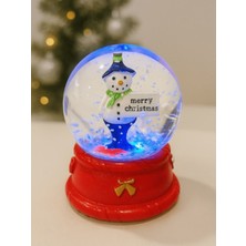 Yeni Yılın En Güzel Hediyesi Yılbaşı Kardan Adam Merry Christmas Figürlü LED Işıklı 9 cm Kar Küresi