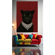 Özkacar Group Panter Hanım V1 Ev Duvar Salon Güzellik Salonu Ofis Dükkan Dekarasyon Kanvas Tablo