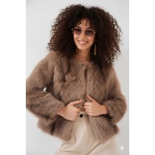 Kadın Bisküvi Içi Astarlı Peluş Kürk Mont HZL25W-BD152251