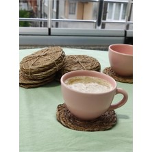 El Yapımı Kırmızı Hasır Bardak Altlığı, 6'lı Set, Şık ve Doğal Tasarım