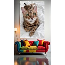 Özkacar Group Kaplan Desenli Kedi V1 Ev Duvar Salon Güzellik Salonu Ofis Dükkan Dekarasyon Kanvas Tablo