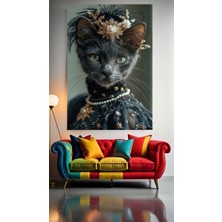 Özkacar Group Kedi Hanım V20 Ev Duvar Salon Güzellik Salonu Ofis Dükkan Dekarasyon Kanvas Tablo