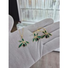 925 Ayar Papatya Silver Zeytin Kolye,küpe Set.zeytin Set.rose.gold.rodaj