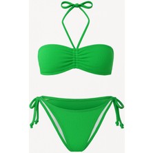 Straplez dokulu ipli bikini takım