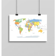 Rosaart Çerçevesiz Poster Dünya Haritası, Dijital Baskı Dünya Haritası Posteri, Ofis, Salon Dekorasyon Harita Posteri