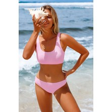 Deep Beach Dokulu kumaş çift askılı bikini takım