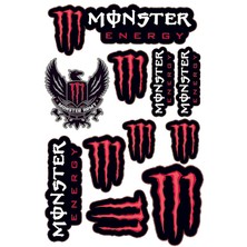 Monster Sponsor Uyumlu Sticker Seti A4 Kırmızı