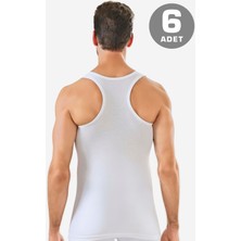 6'lı Paket Beyaz Erkek Rambo Sporcu Atlet %100 Pamuk Ribana