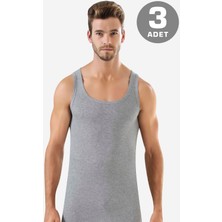Erkek Gri Ribana Atlet 3'lü Paket %100 Pamuklu