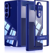 Galaxy Z Fold 7 Kılıf Kamera Korumalı Şeffaf Tasarımlı Zore LEGO Standlı Kapak - Lacivert