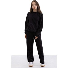 Siyah Kız Çocuk Taş Detaylı 2li Takım 21183