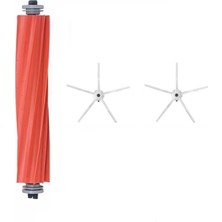 Asgard Grup Roborock S7 Max Ultra Uyumlu 1ADET Ana Fırça 2 Adet Beyaz Yan Fırça