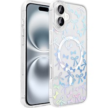 iPhone 16 Plus Kılıf M-Safe Şarj Özellikli Şeffaf Zore Folk Sert Kapak - Fiyonk