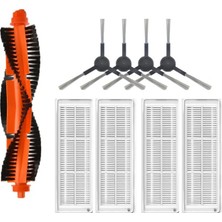 Asgard Grup Viomi V2 Uyumlu 1 Adet Ana Fırça 4 Adet Filtre 4 Adet Siyah Yan Fırça