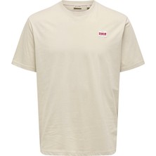 Only & Sons Erkek Yuvarlak Yaka Regular Fit Bej T-Shirt - 22033190