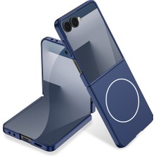 Galaxy Z Flip 7 Kılıf Wireless Şarj Özellikli Zore Kıpta M-Safe Kapak - Lacivert