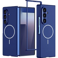 Galaxy Z Fold 7 Kılıf Wireless Şarj Özellikli Zore Kıpta M-Safe Kapak - Lacivert
