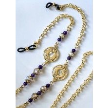 Thinblack Balık Burcu Ametist  Doğal Taşlı Gözlük Zinciri