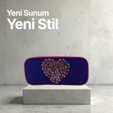 Kuromi Mor Versatil Kalem, Silgi ve Kalp Kabartmalı Kalem Çantası Seti (Üçlü Set)