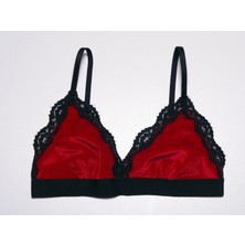 Deep Secret Yılbaşı Kırmızı Kadife Bralet Balensiz Askılı Kadın İç Giyim