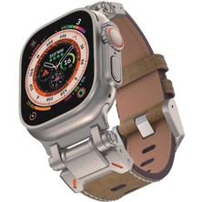 Ile Uyumlu Watch 42MM KRD-114 Metal Başlıklı Suni Deri Kordon Taba