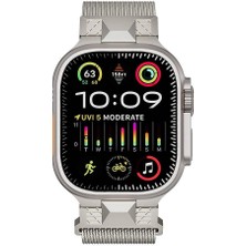 Ile Uyumlu Watch Ultra 49MM KRD-107 Metal Hasır Kordon Gri