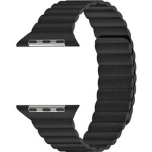 Watch Series 1 38MM Twist Leather Loop Için Kordon Siyah