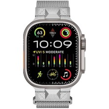 Ile Uyumlu Watch Ultra 49MM KRD-107 Metal Hasır Kordon Gümüş