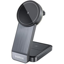 3in1 15W Hızlı Şarj Özellikli Manyetik Şarj Standı Mg-50 Siyah