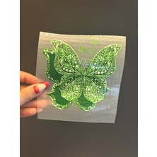 11X11 cm Ütü Ile Yapışan Yeşil Kelebek Transfer Baskı Arma