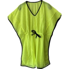 Neon Sarı Beli Büzgülü File Pareo