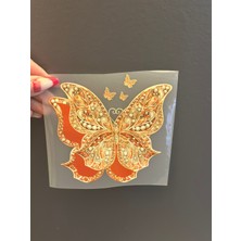 11X11 cm Ütü Ile Yapışan Turuncu Kelebek Transfer Baskı Arma