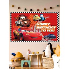 Araba Temalı Özel Doğum Günü Afişi Arka Fonu 60X100 Vinil Branda Pankart Doğum Günü Parti Seti Süsü