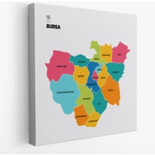 Bursa  Ili ve Ilçeler Haritası  Dekoratif Kanvas Tablo 1306