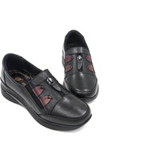 De Scario 293 Deri Kadın Comfort Ayakkabı - Siyah